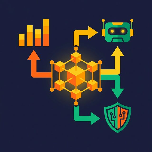 Data model feeding into dashboards, AI agents, and governance systems